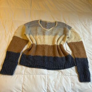 Striped Multicolor Sweater Hem and Thread Anthropology